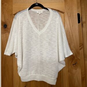 White V-Neck Knit Top